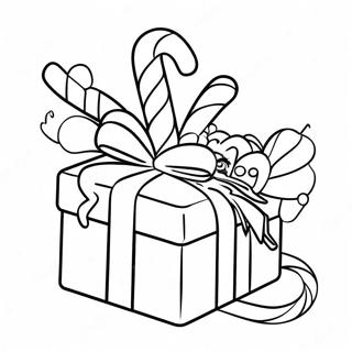 Dibujo Para Colorear De Un Regalo Navideno Festivo Con Bastones De Caramelo 39019 8532