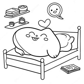 Gudetama Perezoso En La Cama Pagina Para Colorear 39371-8598