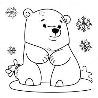 Pagina Para Colorear De Oso Polar Lindo Con Copos De Nieve 40092-8754