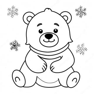 Pagina Para Colorear De Oso Polar Lindo Con Copos De Nieve 40092-8755