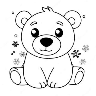 Pagina Para Colorear De Oso Polar Lindo Con Copos De Nieve 40092-8756