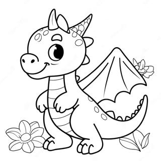 Pagina Para Colorear De Un Dragon Amistoso Con Flores 4013 751