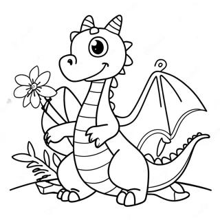 Pagina Para Colorear De Un Dragon Amistoso Con Flores 4013-752