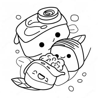 Pagina Para Colorear De Un Adorable Sushi De Dibujos Animados 40641-8892