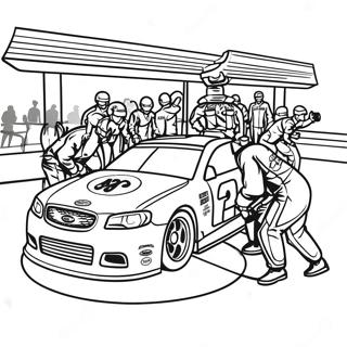 Pagina Para Colorear De Una Escena De Parada En Boxes De Nascar 41822-9141