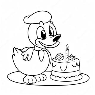 Pagina Para Colorear De Pato Donald Con Un Pastel De Cumpleanos 43207 9447