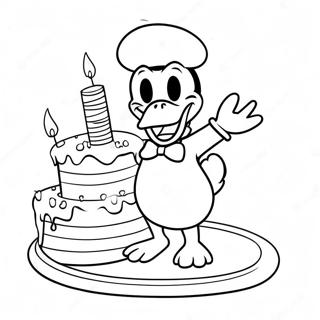 Pagina Para Colorear De Pato Donald Con Un Pastel De Cumpleanos 43207 9448