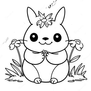 Pagina Para Colorear De Totoro Sosteniendo Flores 43815 9589