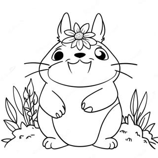 Pagina Para Colorear De Totoro Sosteniendo Flores 43815 9590