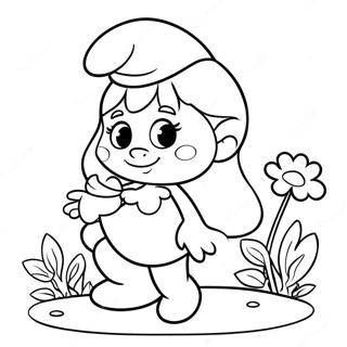 Pitufo Con Flores Para Colorear 46123 10101