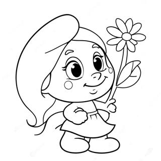 Pitufo Con Flores Para Colorear 46123 10102