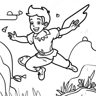 Pagina Para Colorear De Peter Pan Volando Sobre Nunca Jamas 47101-10294