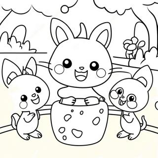 Pagina Para Colorear De Kuromi Jugando Con Amigos 4743 600