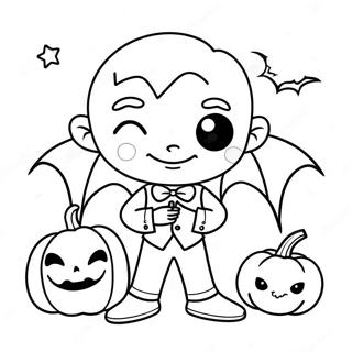 Pagina Para Colorear De Un Lindo Vampiro Con Una Calabaza 48702-10652