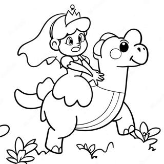 Princesa Peach Montando Un Yoshi Pagina Para Colorear 5010 1468