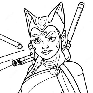 Ahsoka Páginas Para Colorear