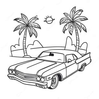 Pagina Para Colorear De Un Lowrider Elegante Al Atardecer 51822-11337