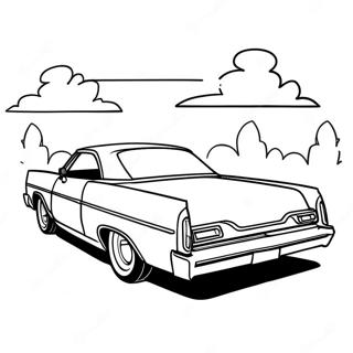 Pagina Para Colorear De Un Lowrider Elegante Al Atardecer 51822-11338