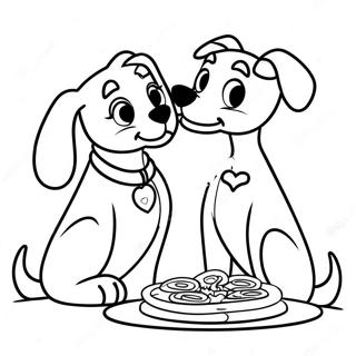 Pagina Para Colorear De La Adorable Historia De Amor De La Dama Y El Vagabundo 52670-11526