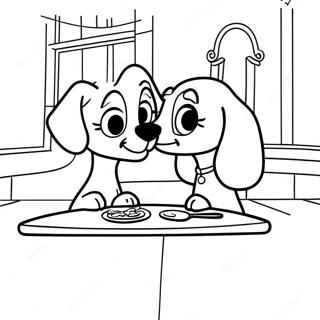 Pagina Para Colorear De La Adorable Historia De Amor De La Dama Y El Vagabundo 52670-11528