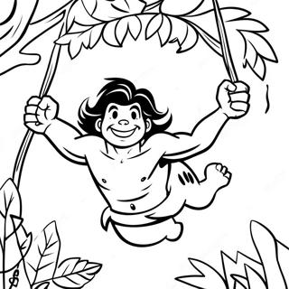 Tarzan Columpiandose De Vides Pagina Para Colorear 54360-11891