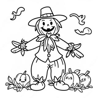 Espantapajaros Travieso Con Una Calabaza Pagina Para Colorear 54713-11975