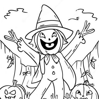 Espantapajaros Travieso Con Una Calabaza Pagina Para Colorear 54713-11976