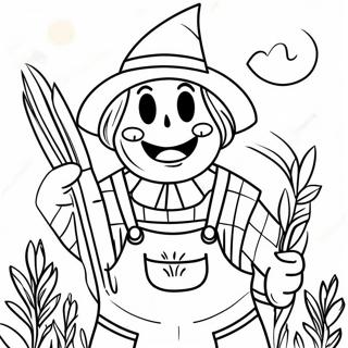 Espantapajaros Sosteniendo Una Canasta De Maiz Pagina Para Colorear 54716-11986