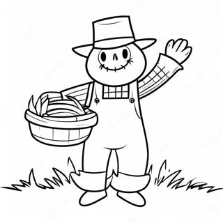 Espantapajaros Sosteniendo Una Canasta De Maiz Pagina Para Colorear 54716-11987