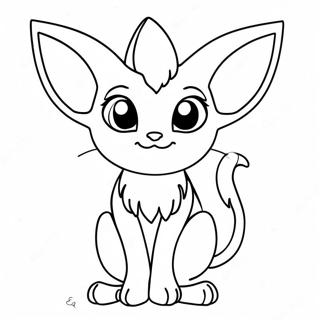 Espeon Bonito Sentado Para Colorear 55632-12174