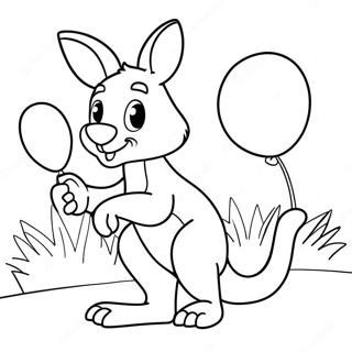 Pagina Para Colorear De Un Canguro Sosteniendo Un Globo 56009-12266