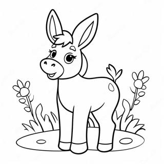 Pagina Para Colorear De Un Lindos Burro Con Flores 56181-12292