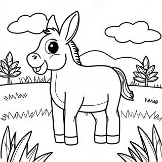 Pagina Para Colorear De Un Burro Feliz En Un Campo 56182-12294