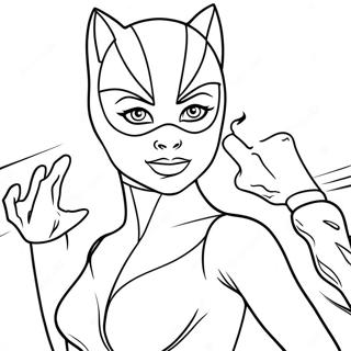 Pagina Para Colorear De Catwoman En Un Traje Elegante 56548-12370