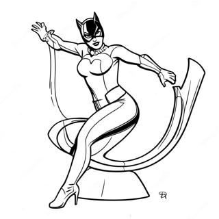 Pagina Para Colorear De Catwoman En Un Traje Elegante 56548-12372