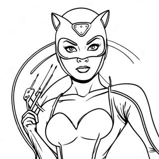 Pagina Para Colorear De Catwoman Con Un Latigo 56549-12373