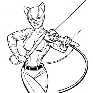 Pagina Para Colorear De Catwoman Con Un Latigo 56549-12374