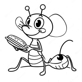 Pagina Para Colorear De Una Hormiga Feliz Llevando Comida 57297-12539