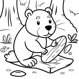 Castor Ocupado Trabajando En Una Cabana Pagina Para Colorear 57850-12665