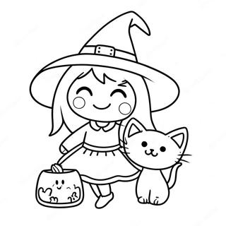 Bruja Linda Con Un Gato Pagina Para Colorear 61411-13495