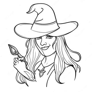 Pagina Para Colorear De Bruja Clasica Con Un Sombrero Puntiagudo 61414 13505