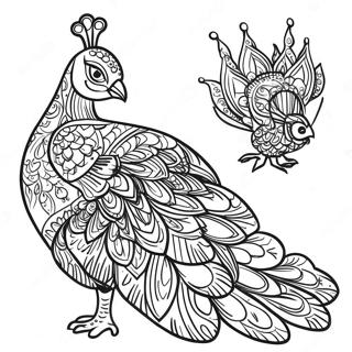 Pagina Para Colorear De Pavo Real Elegante De Pie Orgulloso 61598-13533