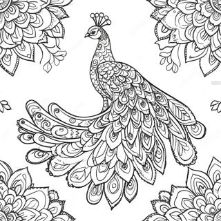 Pagina Para Colorear De Pavo Real Vibrante Con Patrones Detallados 61600-13542