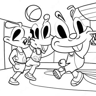 Pagina Para Colorear Del Juego De Baloncesto Space Jam 61864-13608