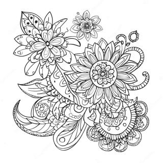 Pagina Para Colorear De Flor Zentangle Caprichosa 61957-13649