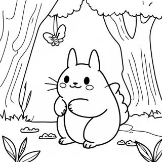 Pagina Para Colorear De Totoro En Un Bosque Magico 62139-13686