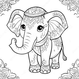Pagina Para Colorear De Elefante Bohemio Con Flores 62700-13859