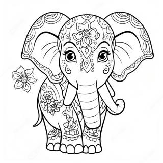 Pagina Para Colorear De Elefante Bohemio Con Flores 62700-13860