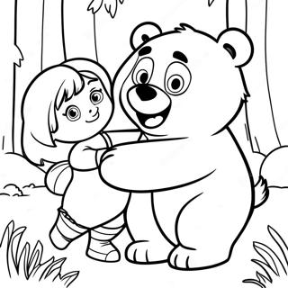 Masha Y El Oso Jugando En El Bosque Pagina Para Colorear 63159-13966