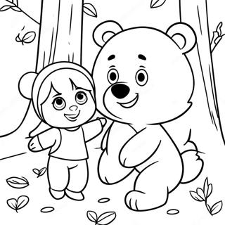 Masha Y El Oso Jugando En El Bosque Pagina Para Colorear 63159-13967